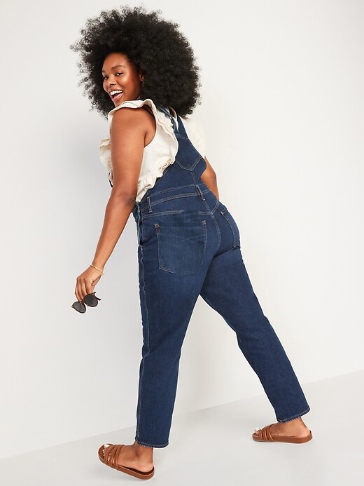 Image number 6 showing, O.G. Straight Dark-Wash Jean Overalls for Women