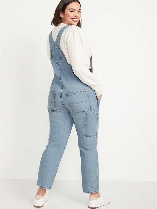 Image number 6 showing, Light-Wash Slouchy Straight Workwear Ripped Jean Overalls