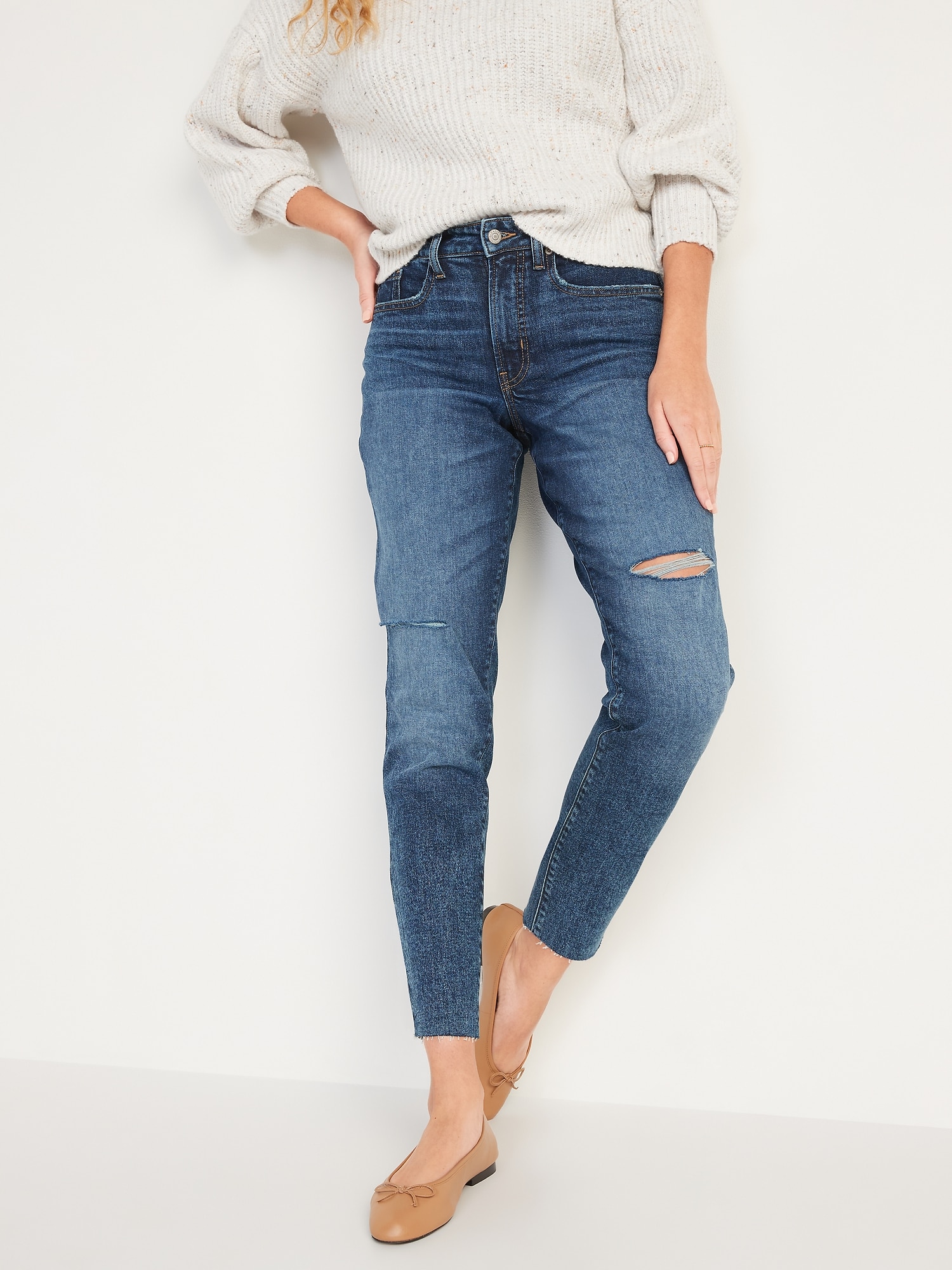 Curvy High-Waisted OG Straight Ripped Jeans for Women