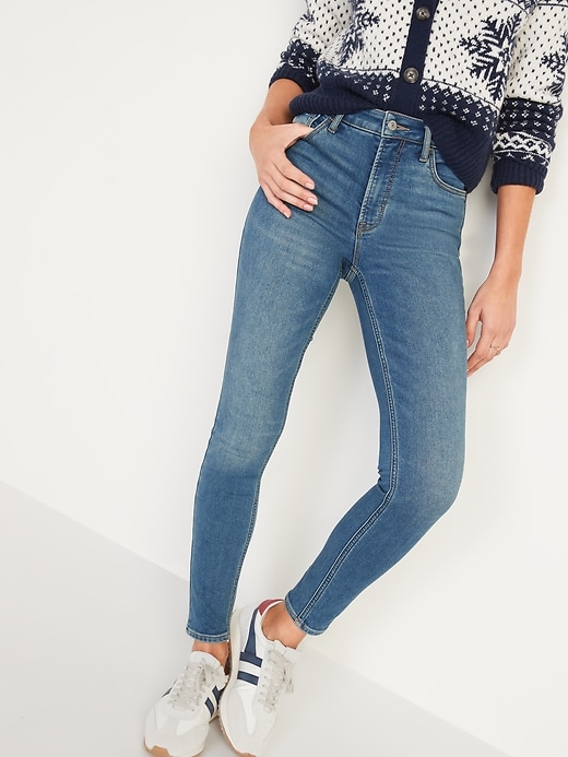 Image number 1 showing, High-Waisted Built-In Warm Rockstar Super Skinny Jeans for Women