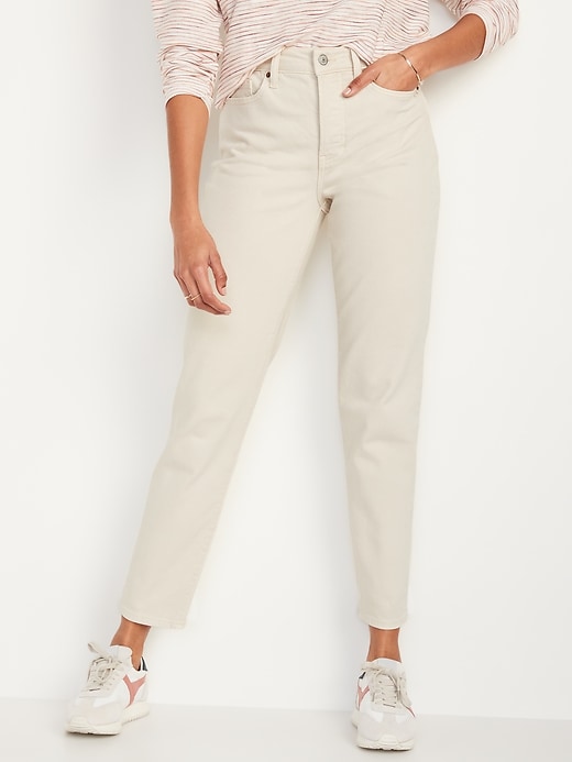 Image number 1 showing, High-Waisted Button-Fly O.G. Straight White Ankle Jeans