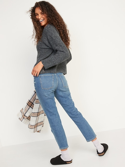 Image number 2 showing, Mid-Rise Built-In Warm Boyfriend Jeans for Women