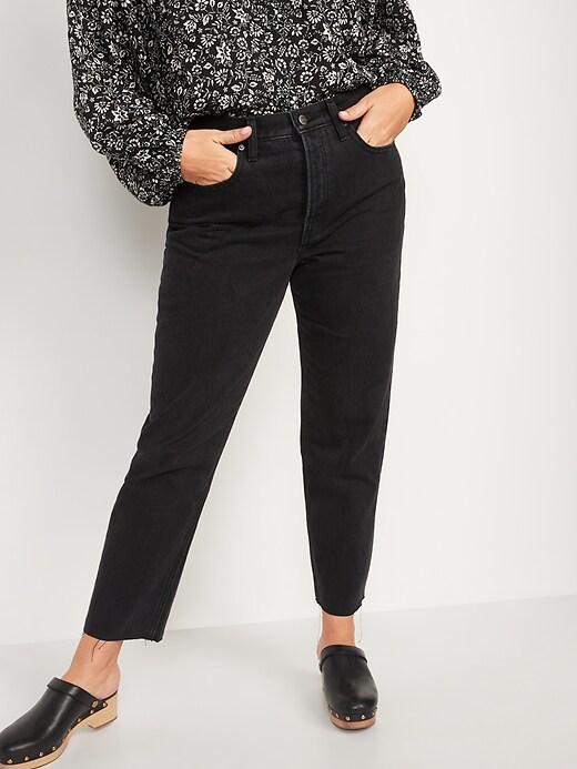 Image number 5 showing, Extra High Waisted Button-Fly Sky-Hi Straight Cut-Off Jeans for Women