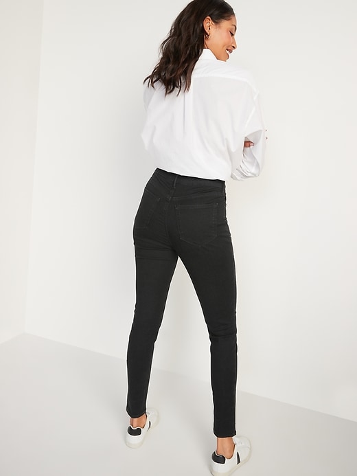 Image number 2 showing, FitsYou 3-Sizes-in-1 Extra High-Waisted Rockstar Super-Skinny Black Jeans for Women