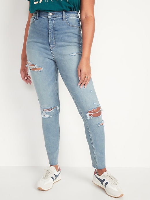Image number 5 showing, Higher High-Waisted Rockstar 360° Stretch Super-Skinny Ripped Jeans for Women