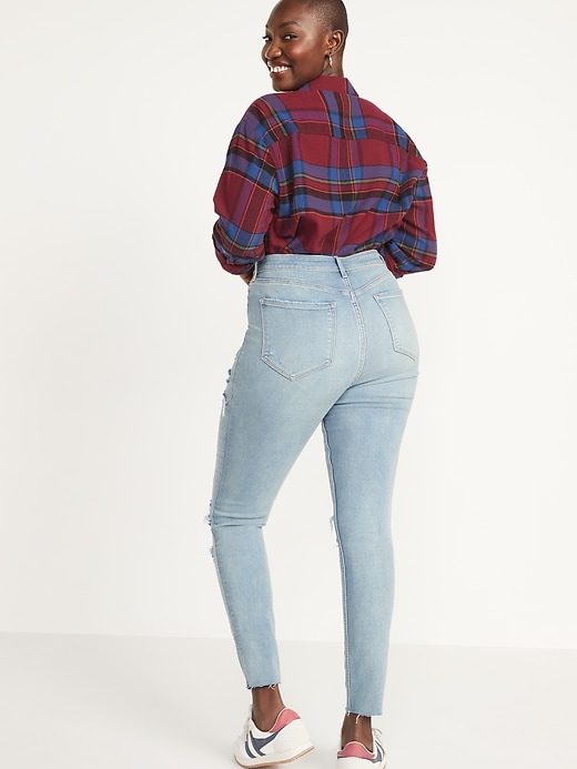 Image number 6 showing, Extra High-Waisted Rockstar 360° Stretch Super-Skinny Ripped Ankle Jeans for Women