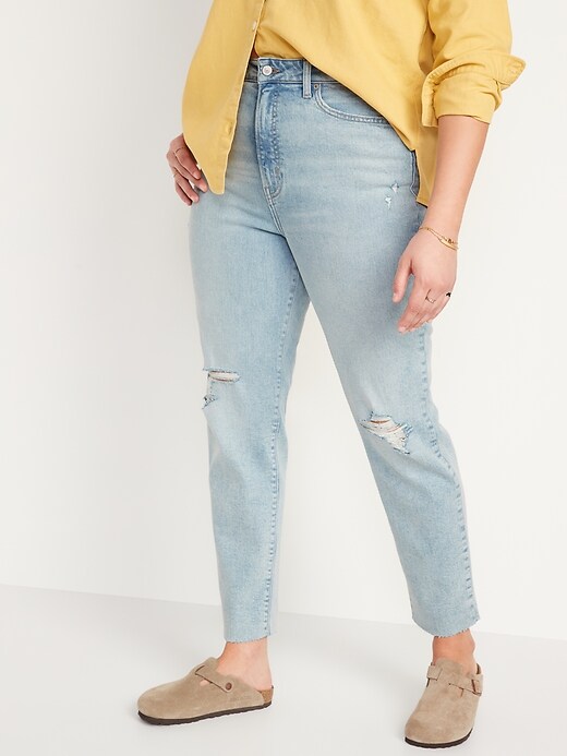 Image number 5 showing, Higher High-Waisted O.G. Straight Ripped Cut-Off Jeans for Women