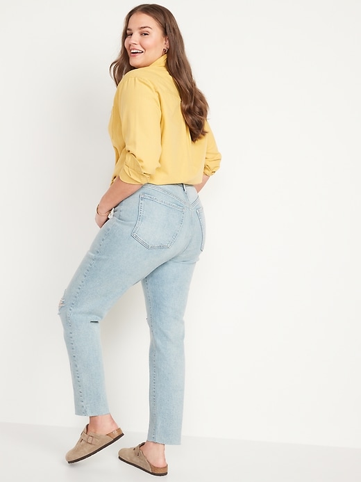 Image number 6 showing, Higher High-Waisted O.G. Straight Ripped Cut-Off Jeans for Women