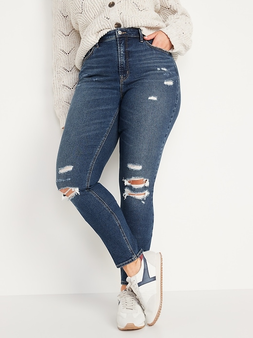 Image number 5 showing, High-Waisted Rockstar Super-Skinny Ripped Jeans for Women