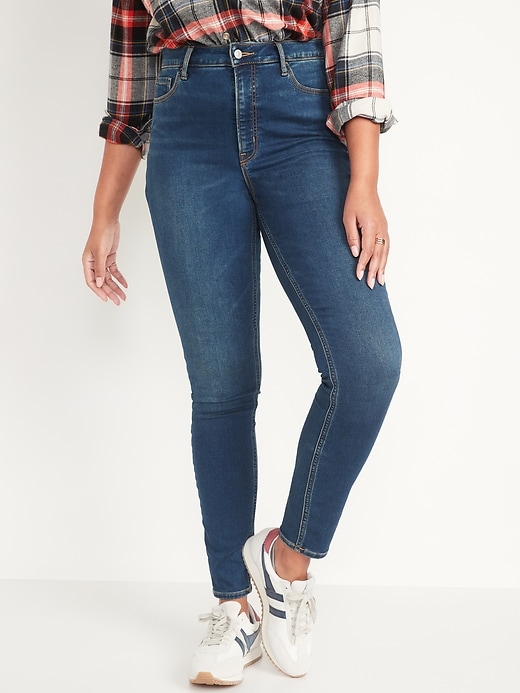 Image number 5 showing, High-Waisted Built-In Warm Rockstar Super Skinny Jeans for Women