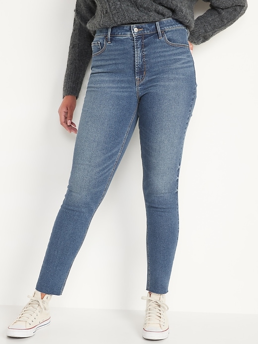 Image number 5 showing, High-Waisted Rockstar Super-Skinny Cut-Off Ankle Jeans