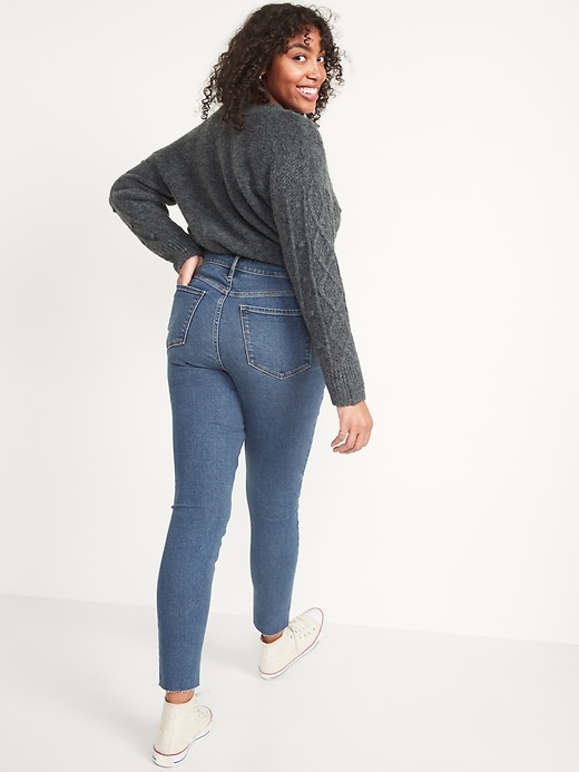 Image number 6 showing, High-Waisted Rockstar Super-Skinny Cut-Off Ankle Jeans