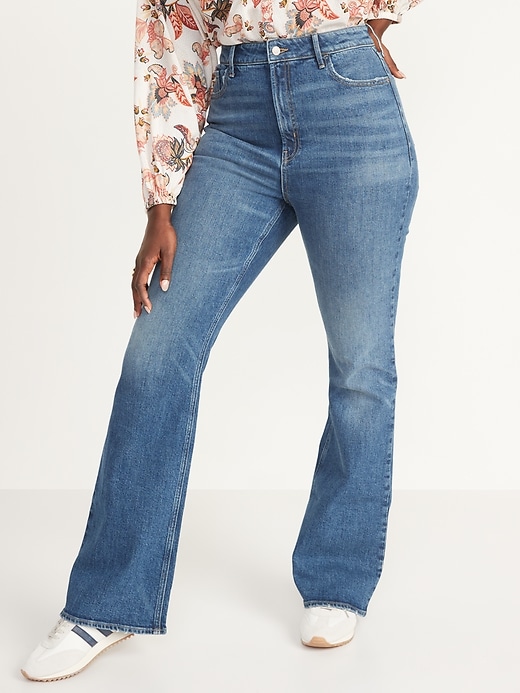 Higher High-Rise Medium-Wash Flare Jeans for Women | Old Navy
