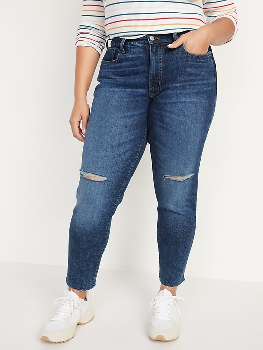 Image number 5 showing, Curvy High-Waisted O.G. Straight Ripped Jeans for Women
