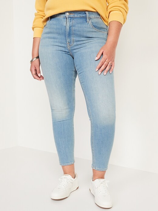 Image number 5 showing, High-Waisted Light-Wash Super Skinny Ankle Jeans for Women