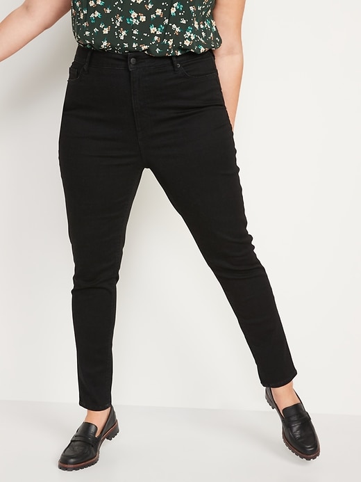 Image number 5 showing, FitsYou 3-Sizes-in-1 Extra High-Waisted Rockstar Super-Skinny Black Jeans for Women