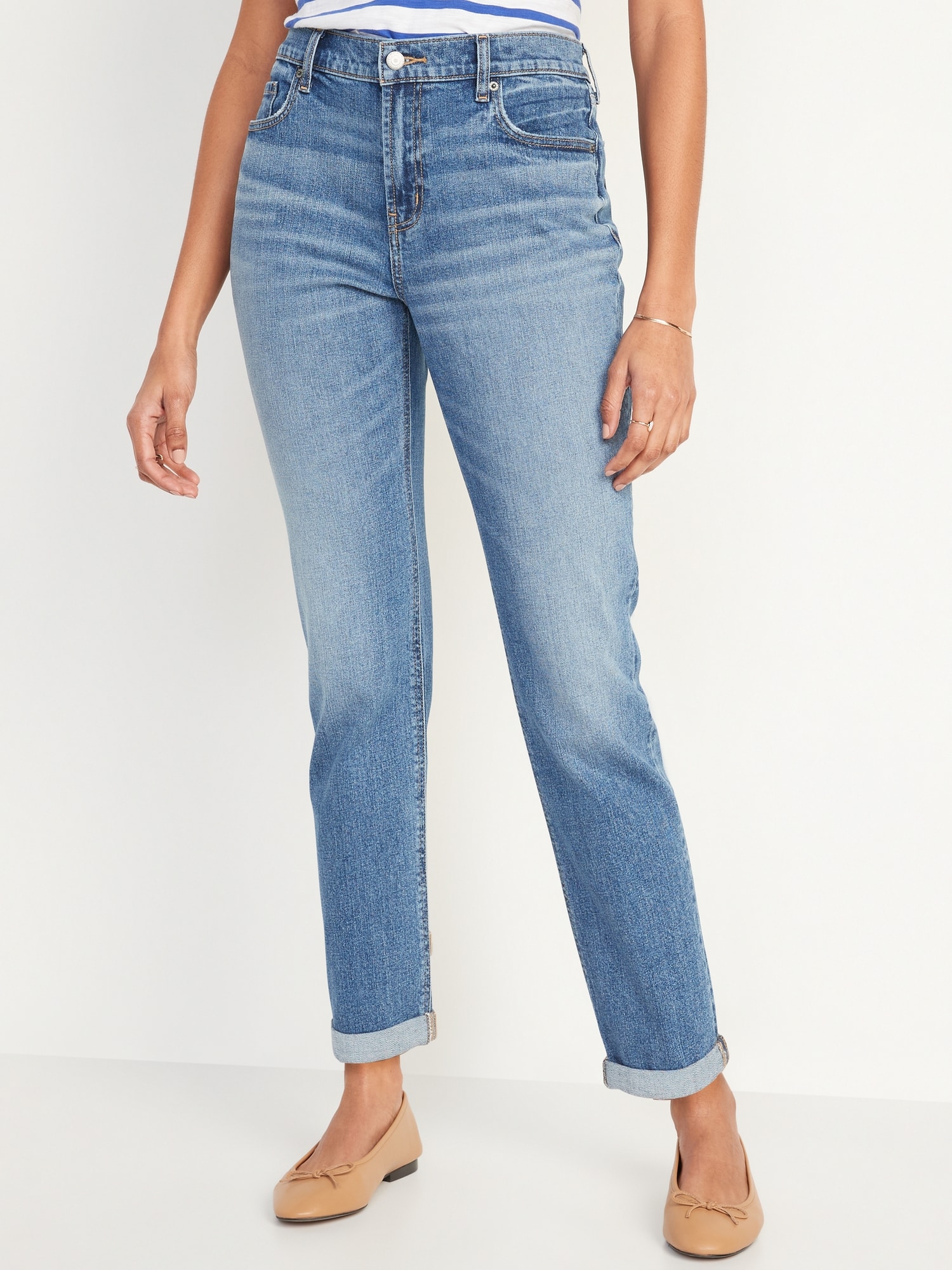 Mid-Rise Boyfriend Straight Jeans | Old Navy