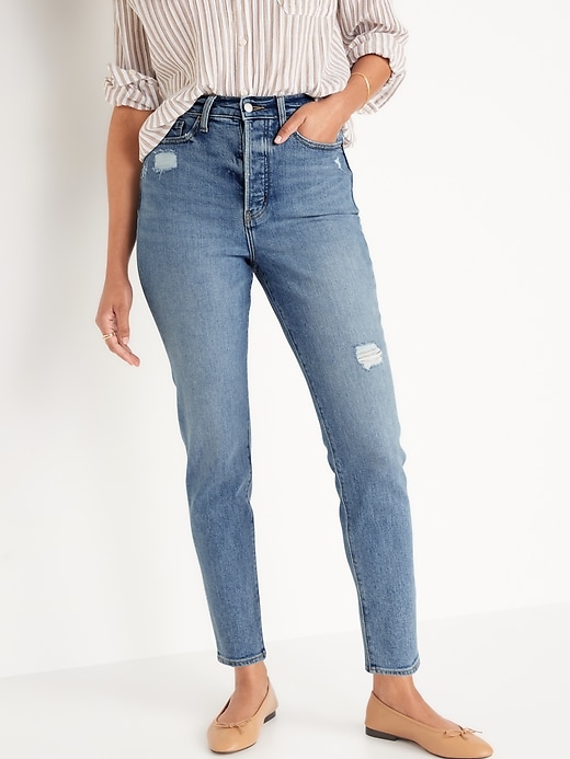 Image number 1 showing, Higher High-Waisted Button-Fly O.G. Straight Jeans for Women