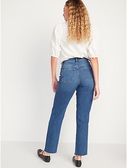 Curvy Extra High-Waisted Button-Fly Sky-Hi Straight Ripped Jeans