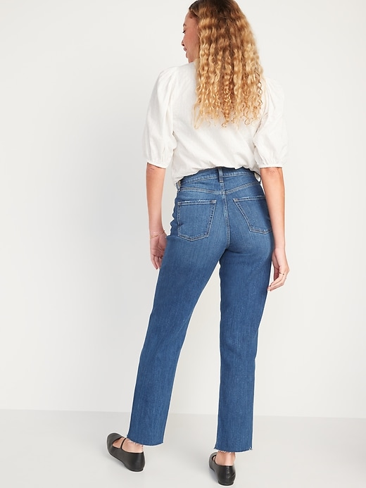 Image number 2 showing, Curvy Extra High-Waisted Button-Fly Sky-Hi Straight Ripped Jeans