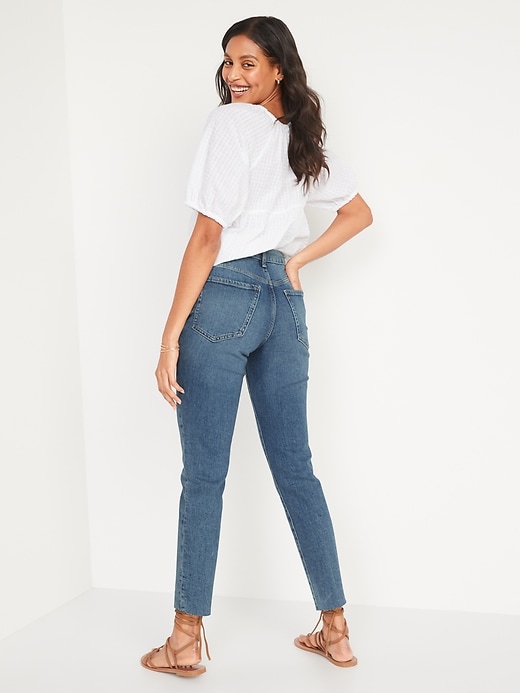 Image number 2 showing, High-Waisted Button-Fly OG Straight Cut-Off Jeans for Women
