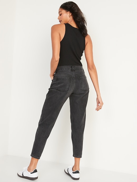 Image number 2 showing, Mid-Rise Button-Fly Slouchy Taper Cropped Non-Stretch Jeans for Women