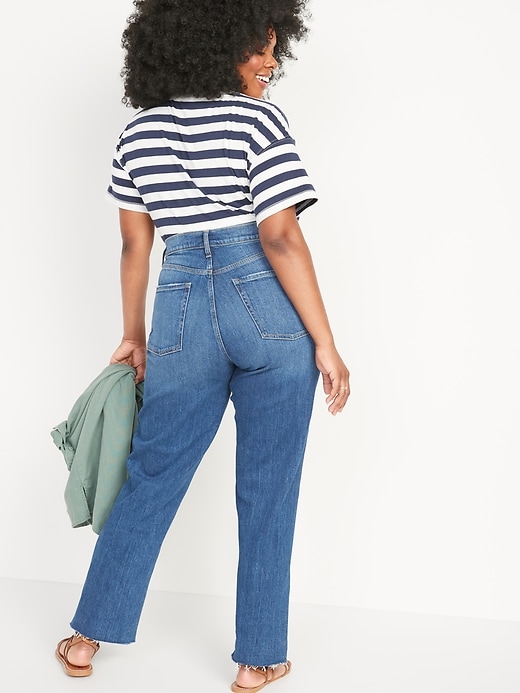 Image number 6 showing, Curvy Extra High-Waisted Button-Fly Sky-Hi Straight Ripped Jeans