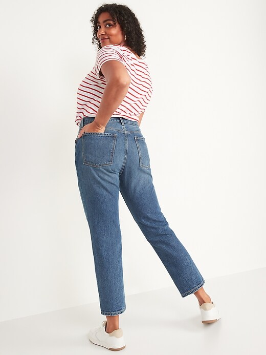 Image number 6 showing, High-Waisted Button-Fly Slouchy Straight Cropped Non-Stretch Jeans for Women