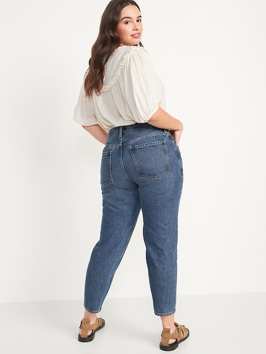 Image number 6 showing, Mid-Rise Button-Fly Slouchy Taper Non-Stretch Ankle Jeans for Women