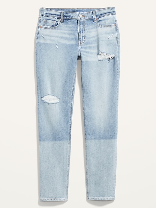 Image number 4 showing, Mid-Rise Boyfriend Straight Ripped Jeans for Women