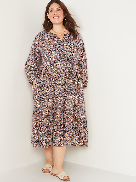 Image number 7 showing, Printed Button-Front All-Day Midi Swing Dress for Women