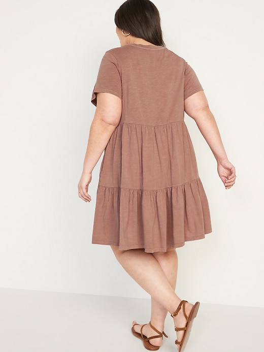Image number 8 showing, Short-Sleeve Tiered Mini Swing Dress for Women