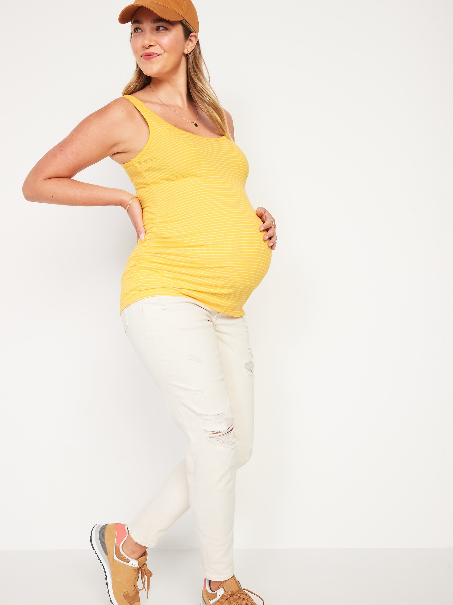 Maternity FirstLayer RibKnit SideShirred Tank Top Old Navy