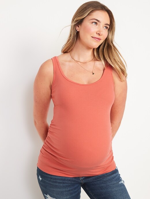 Maternity FirstLayer RibKnit SideShirred Tank Top Old Navy