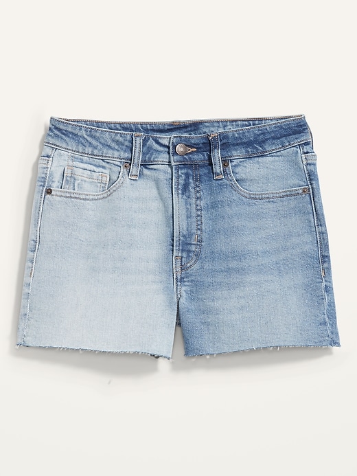 Image number 4 showing, High-Waisted O.G. Straight Two-Tone Cut-Off Jean Shorts -- 3-inch inseam