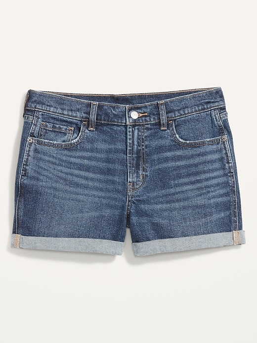 Image number 4 showing, Mid-Rise Jean Boyfriend Shorts for Women -- 3-inch inseam