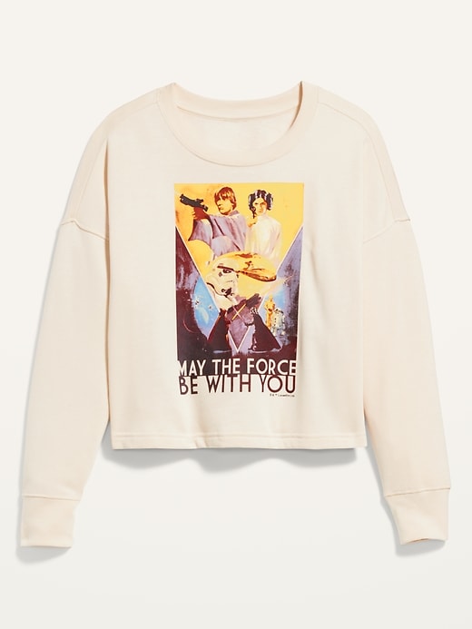 Image number 3 showing, Oversized Cropped Licensed Pop Culture Graphic Sweatshirt for Women