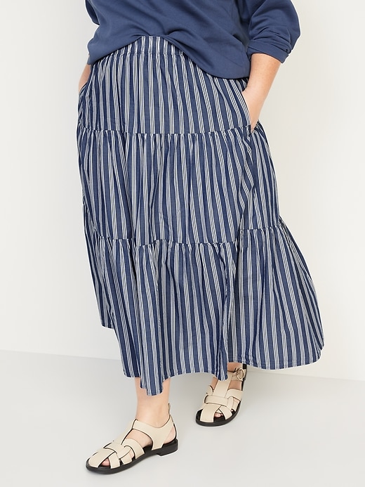 Image number 7 showing, Tiered Striped Maxi Skirt for Women