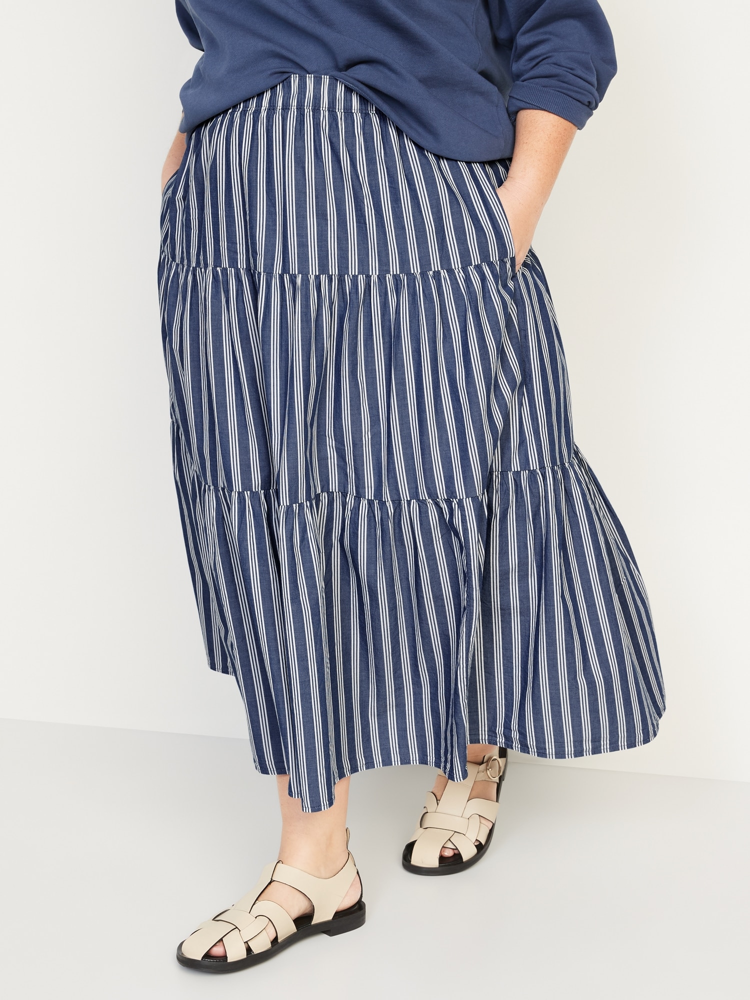 Tiered Striped Maxi Skirt Old Navy 1294