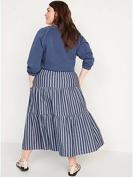 Stripe tiered hotsell maxi skirt