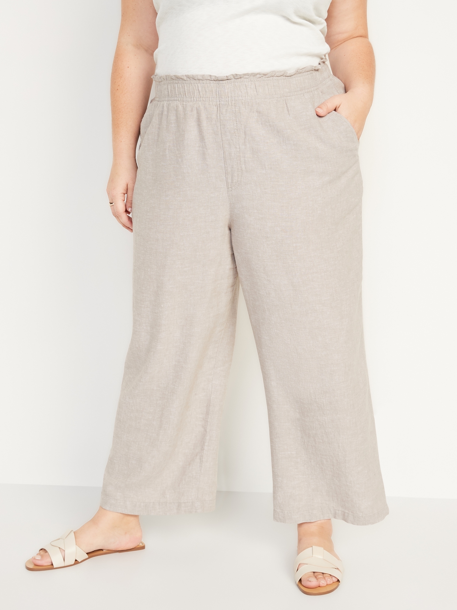 Old Navy High-Waisted Linen-Blend Wide-Leg Pants