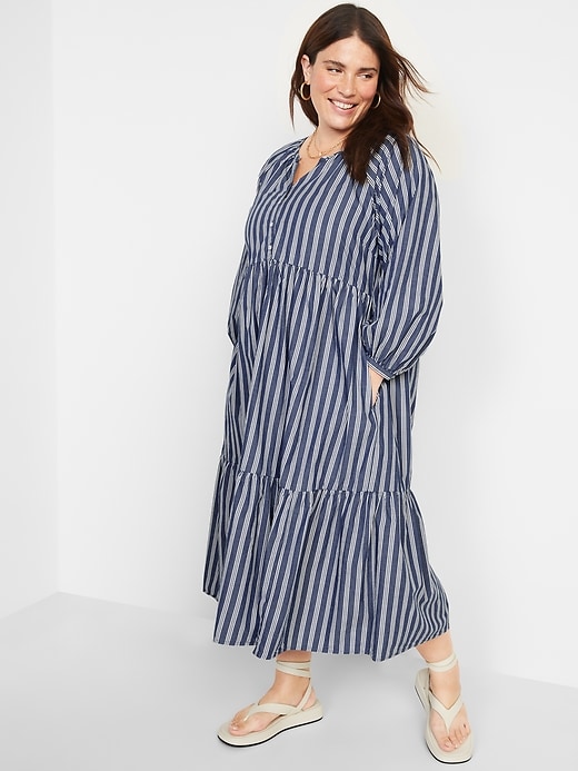 Image number 7 showing, Striped Button-Front All-Day Midi Swing Dress for Women