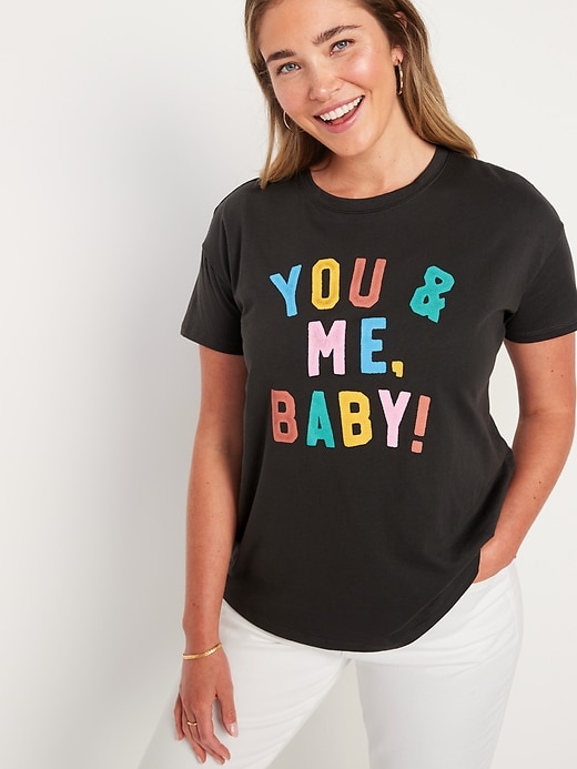 Image number 1 showing, Maternity Double-Layer Graphic Nursing T-Shirt