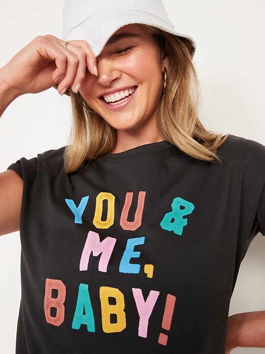 Image number 3 showing, Maternity Double-Layer Graphic Nursing T-Shirt