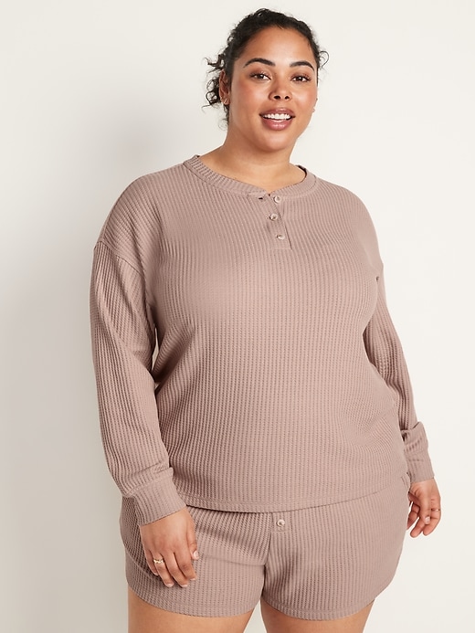 Image number 7 showing, Thermal Henley Pajama Tunic Top