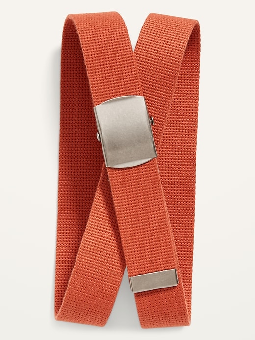 View large product image 1 of 1. Webbed Canvas Plaque-Buckle Belt