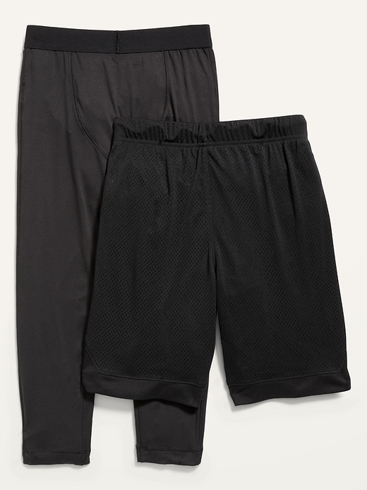 View large product image 2 of 2. Go-Dry Mesh Basketball Shorts & Base Layer Tights 2-Pack for Boys