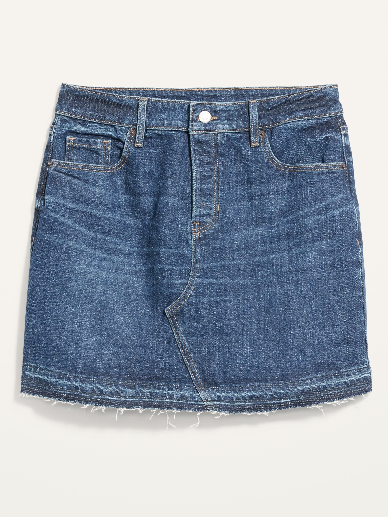 High-Waisted Button-Fly O.G. Straight Mini Cut-Off Jean Skirt | Old Navy