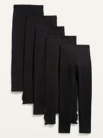 Image number 2 showing, Full-Length Built-In Tough Leggings 5-Pack for Girls