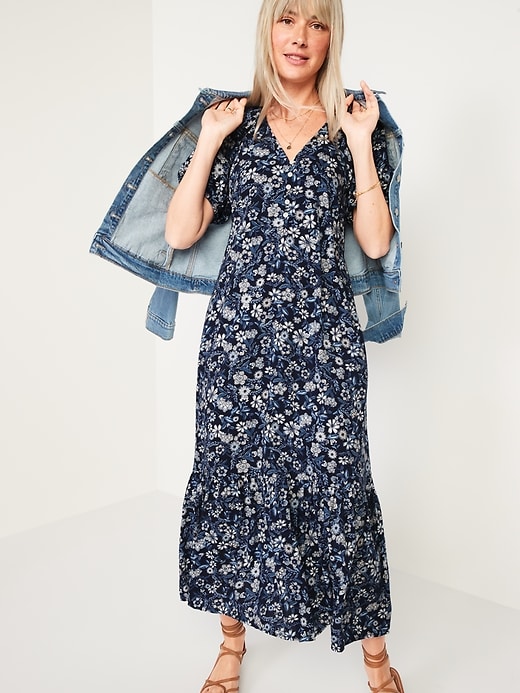 Image number 3 showing, Floral-Print Puff-Sleeve All-Day Maxi Swing Dress